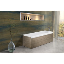 Aquatica Pure-1-Wht-Loak Freestanding Bathtub - Wooden Panels in Light Oak