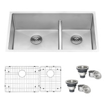 Ruvati RVH7417 36-Inch Low-Divide Undermount 60/40 Double Bowl Stainless Steel Kitchen Sink