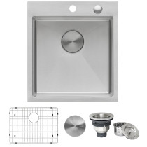 Ruvati RVH8006 18 x 20 Inch Drop-in Topmount Rounded Stainless Steel Kitchen Sink Single Bowl