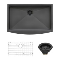 Ruvati RVH9880BL 36-inch Apron-Front Kitchen Sink - Gunmetal Black Matte