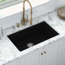 Ruvati RVL2707BK 27" Fireclay Drop-in Topmount Kitchen Sink Single Bowl - Black