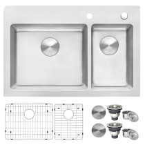 Ruvati RVM5173 33 x 22 inch Stainless Steel Double Bowl 70/30 Kitchen Sink