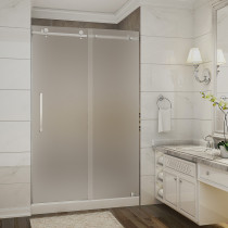 Aston Global SDR976F-TR-CH-48-10-M Sliding Shower Door With Base and Center Drain In Chrome