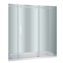 Aston Global SDR976F-TR-SS-72-10-L Frosted Shower Door With Shower Left Base In Stainless Steel