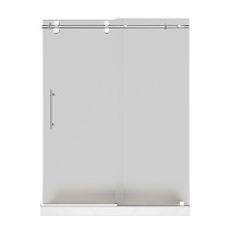 Aston Global SDR978F-TR-CH-60-10-L Frameless Frosted Shower Door With Base & Left Drain In Chrome
