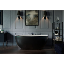 Aquatica Sens-Mini-F-Black-Wht Sensuality Free Standing Solid Surface Bathtub In Black