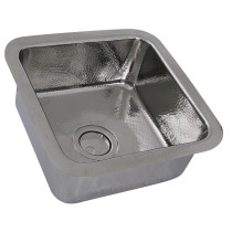 Nantucket Sinks SQRS-7 16.5" Square Hammered Stainless Bar Sink In Polished
