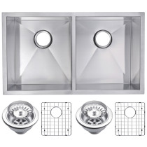 Water Creation SSSG-UD-3118A Double Bowl Stainless Steel Undermount Sink