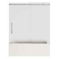 Aston TDR982F-CH-48-6 Soleil Completely Frameless Tub Hinge Door with Frosted Glass in Chrome