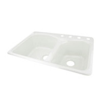 Almond CECO 775-4 Extra Deep 33'' x 22'' Self-Rimming Heavy Cast Iron Kitchen Sink