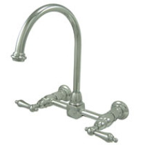 Chrome Kingston Brass KS129.AL Two Handle Wall-Mount Kitchen Faucet