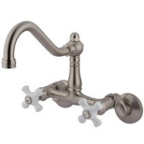 Chrome Kingston Brass KS322.PX Two Handle Wall-Mount Kitchen Faucet