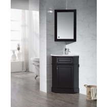 Stufurhome TY-415ES Hampton Espresso 27 Inch Corner Bathroom Vanity with Medicine Cabinet