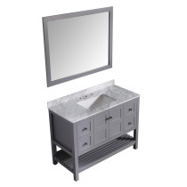 ANZZI V-MGG013-48 Gray Montaigne Vanity With Carrara Marble, Sink, & Mirror