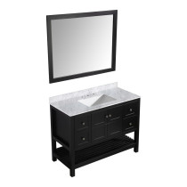 ANZZI V-MGG015-48 Montaigne Vanity In Rich BlackWith Marble, Basin, & Mirror