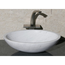 Allstone V-VO18-CW Carrara White Marble Round Vessel Sink