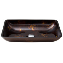VIGO VG07044 Rectangular Brown and Gold Fusion Glass Vessel Bathroom Sink