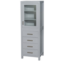 Wyndham WCS1414LTGY 24 inch Linen Tower in Gray with Shelved Cabinet Storage and 4 Drawers