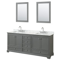 Wyndham WCS202080DKGCMUNSM24 Double Bath Vanity In Dark Gray With Mirrors