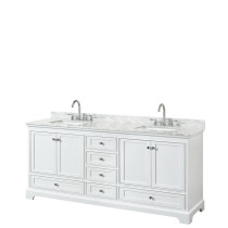 Wyndham WCS202080DWHCMUNSMXX Double Bath Vanity In White With Marble Top