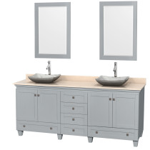 Wyndham WCV800080DOYIVGS3M24 Acclaim Bathroom Vanity with Mirrors in Oyster Gray