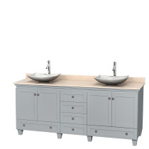 Wyndham WCV800080DOYIVGS6MXX Acclaim Double Ivory Marble Sink Vanity in Oyster Gray