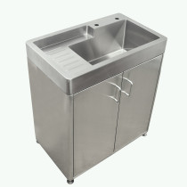 Whitehaus WH33209-CAB-NP Pearlhaus Brushed Stainless Steel Cabinet with Sink