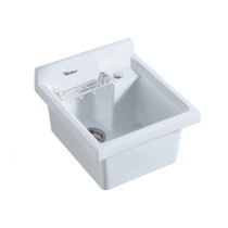 Whitehaus WH474-53 Vitreous China Drop-in Sink with Wire Basket and Off Center Drain