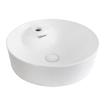 Whitehaus WH71306 Round Above Mount Basin With Single Faucet Hole And Center Drain
