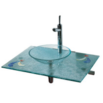 Whitehaus WHCRFS-1B Blue Transparent Glass Fused Top With Colored Glass Details And Contact Basin