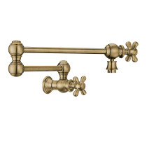 Whitehaus WHKPFCR3-9550-NT-AB Pot Filler with Cross Handles In Antique Brass