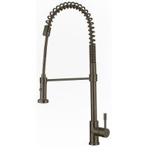 Whitehaus WHS1634-SK-BSS Brushed Stainless Steel Waterhaus Commercial Faucet with Pull-Down Spray