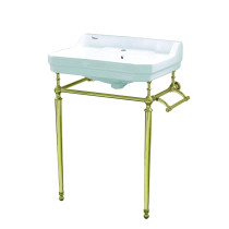 Whitehaus WHV024-L33-1H-B Single Hole Console Sink With Polished Brass Leg