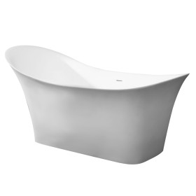 ALFI brand AB9915 74" White Solid Surface Smooth Resin Slipper Bathtub 