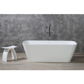 ALFI brand AB9952 67" White Rectangular Solid Surface Smooth Resin Bathtub