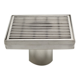 ALFI brand ABSD55D 5" x 5" Square Stainless Shower Drain with Groove Lines