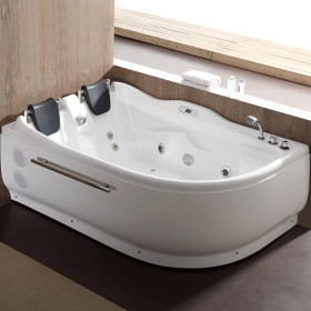 EAGO AM124ETL-R 6 ft Left Drain Corner Acrylic White Whirlpool Bathtub for Two