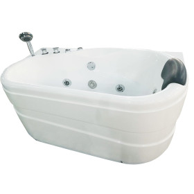 EAGO AM175-L 57'' White Acrylic Right Drain Jetted Whirlpool Bathtub W/ Fixtures